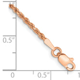 14K Rose Gold 8 inch 1.75mm Diamond-cut Rope with Lobster Clasp Chain